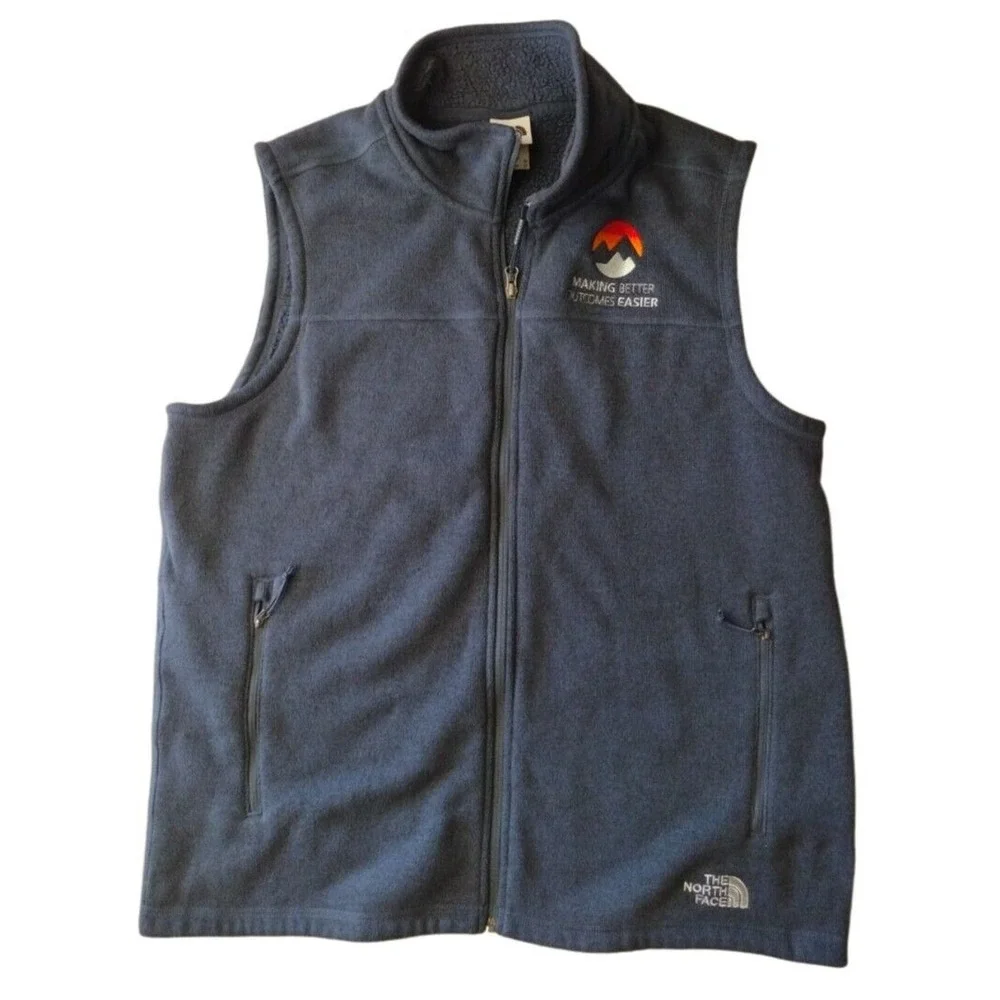 The‎ North Face Vest Man XL Gray Knit Vest Full Zip Outdoors Hiking Warm Comfy